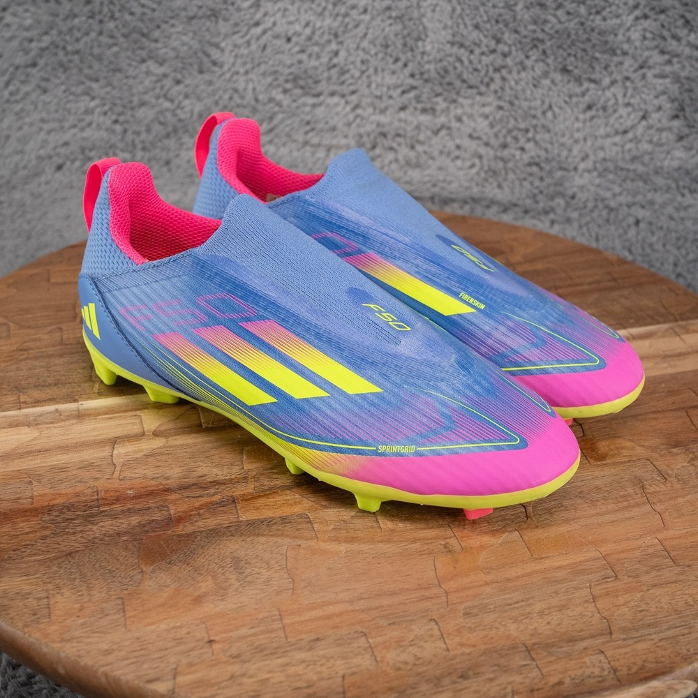 adidas F50 League Laceless FirmMultiGround Boys Sz 1.5 Blue Sneakers Shoes